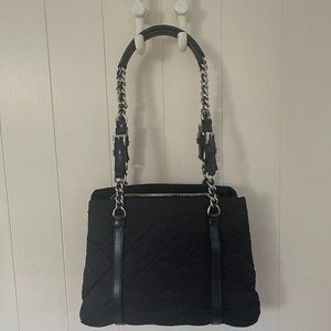 Prada Black Quilted  Re Nylon Shoulder Bag with chrome hardware
